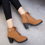 Women's New Fashion High Heeled Thick Heeled Casual Martin Boots