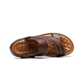 Men's Summer Genuine Leather Sandals Comfortable Slip-on Beach Shoes