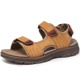 Men Comfortable Lightweight Leather Sandals Hook Loop Outdoor Shoes