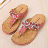 Women Flowers Thong Thick Sole Sandals