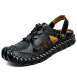 Men's Leather Sandals Summer Breathable Beach Shoes