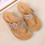 Women Flowers Thong Thick Sole Sandals