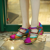 Women Bohemian Leather Printing Stitching Non-slip Breathable Sandals