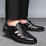 Men's Genuine Leather Sandals Outdoor Breathable Beach Shoes