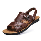 Men's Genuine Leather Casual Non-Slip Sandals Beach Slippers Shoes