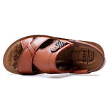 Men's Genuine Leather Casual Non-Slip Sandals Beach Slippers Shoes