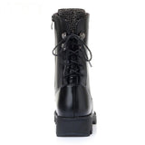 Women's Winter Boots Genuine Leather Thick Wool Ladies Roman Boots