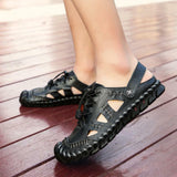 Men's Leather Sandals Summer Breathable Beach Shoes