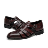 Men's Business Casual Sandals Ankle Strap Flats Soft Leather Shoes