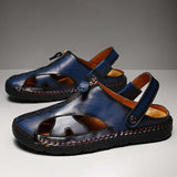 Men Genuine Leather Beach Shoes Sandals Cogs