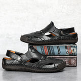 Men Summer Genuine Leather Beach Sandals Slippers