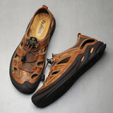 Men's Outdoor Beach Mesh Breathable Leather Sandals