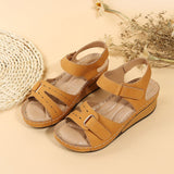 Women's round toe platform Velcro sandals