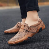 Men's Loafers & Slip-Ons Hollowed Breathable Driving British Casual Leather