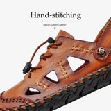 Men's Leather Sandals Summer Breathable Beach Shoes