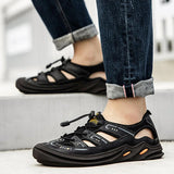 Men's Outdoor Beach Mesh Breathable Leather Sandals