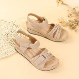 Women's round toe platform Velcro sandals