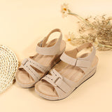 Women's round toe platform Velcro sandals