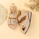 Women's round toe platform Velcro sandals