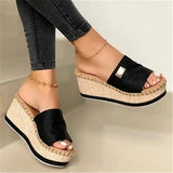 Women's Braided Strap Wedge Slippers