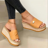 Women's Braided Strap Wedge Slippers