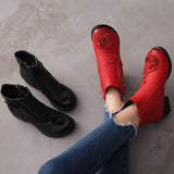 Women's Winter Warm Lining Flower Decoration Block Heel Ankle Boots