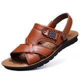 Men's Genuine Leather Casual Non-Slip Sandals Beach Slippers Shoes