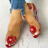 Women's Studded Flower Transparent Wedge Sandals