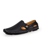 Men Casual Shoes Slip on Hollow Leather Men Shoes