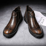 Men's Winter Vintage Leather Plush Lining Warm Chelsea Boots