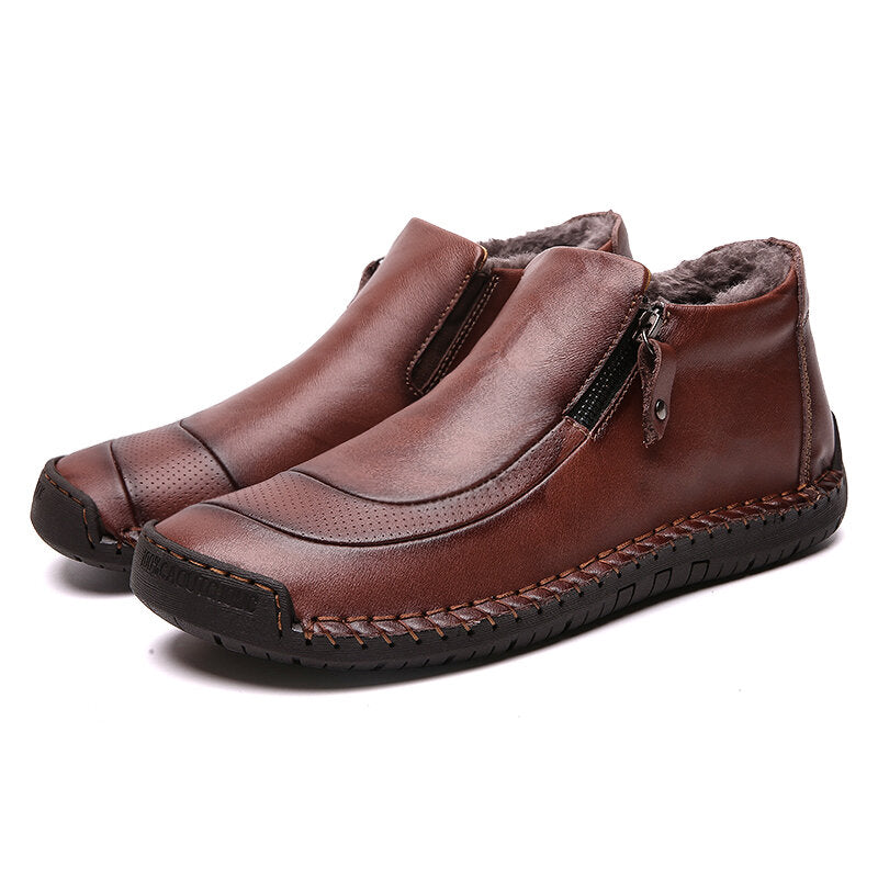 Men's Winter Large Size Vintage Casual Warm Lining Flat Boots