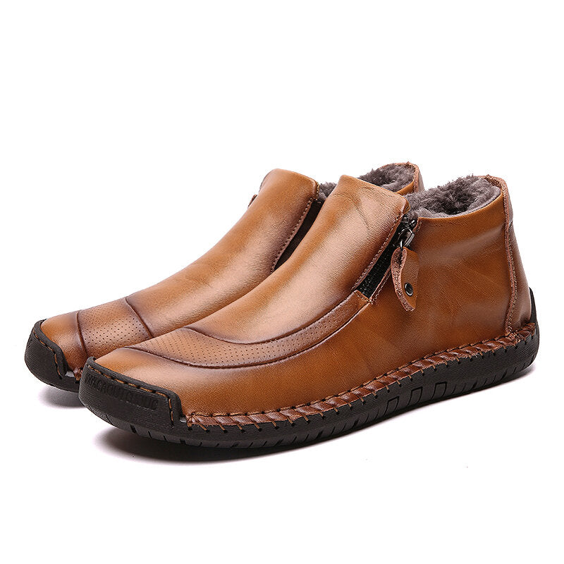 Men's Winter Large Size Vintage Casual Warm Lining Flat Boots
