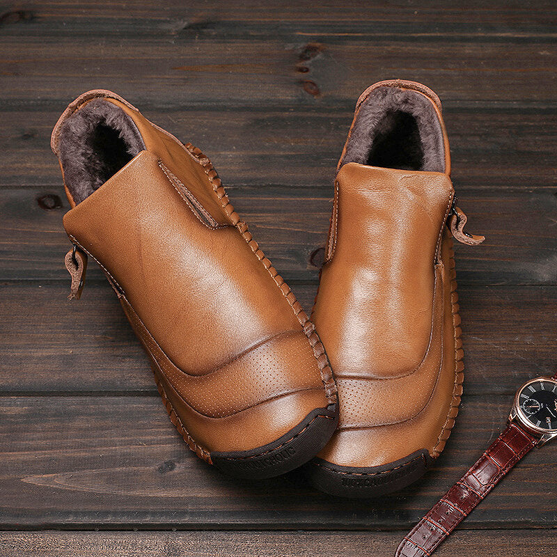 Men's Winter Large Size Vintage Casual Warm Lining Flat Boots