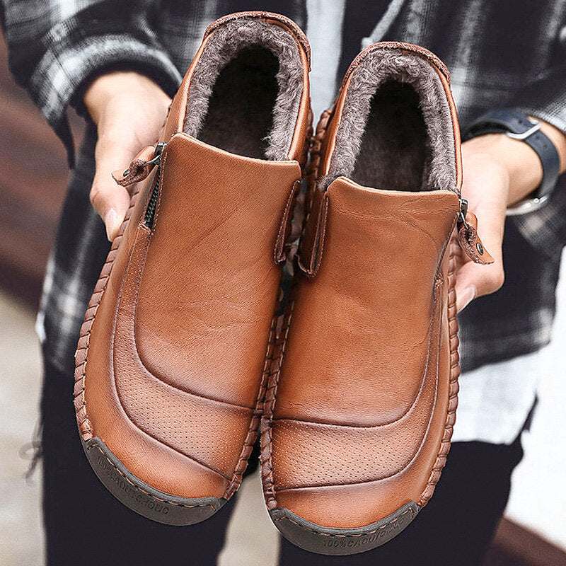 Men's Winter Large Size Vintage Casual Warm Lining Flat Boots