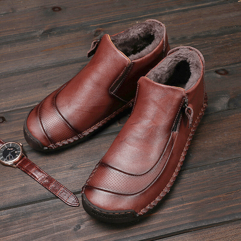 Men's Winter Large Size Vintage Casual Warm Lining Flat Boots