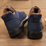 Men's Winter Casual Slip-On Waterproof Cloth Stripe Ankle Boots