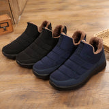 Men's Winter Casual Slip-On Waterproof Cloth Stripe Ankle Boots