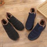 Men's Winter Casual Slip-On Waterproof Cloth Stripe Ankle Boots