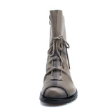 Women's Winter Retro Low-Heeled Geniue Leather Lace-Up Round Head Boots