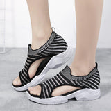 Women Summer Knitted Fabric Open Toe Sandals