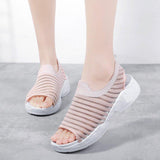 Women Summer Knitted Fabric Open Toe Sandals