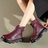 Women's Winter Roundhead Genuine Leather Chelsea Ankle Boots