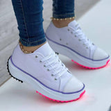 Round Toe Lace-up Platform Arch Support Canvas Shoes