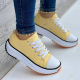 Round Toe Lace-up Platform Arch Support Canvas Shoes