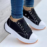 Round Toe Lace-up Platform Arch Support Canvas Shoes