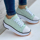 Round Toe Lace-up Platform Arch Support Canvas Shoes