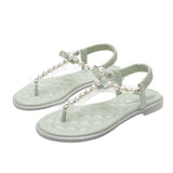 Women Fashion Pearl Belt Cool Slippers