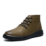 Men Vintage Waterproof Comfort Ankle Leather Boots