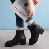 Women's Winter Warm Lining Flower Decoration Block Heel Ankle Boots