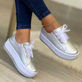 Round Toe Platform Sneakers For Women Ribbon Casual Shoes